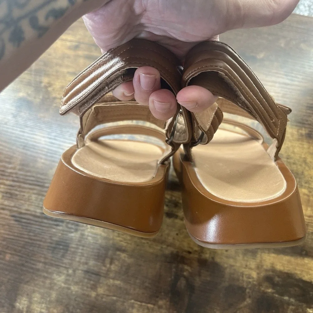 Madewell The Emmalee Sandal English Saddle Tan Leather Platform Puffy Size 8